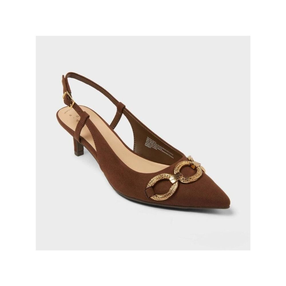 Women's Tabitha Oversized Chain Sling Back Heels with Memory Foam Insole - a New